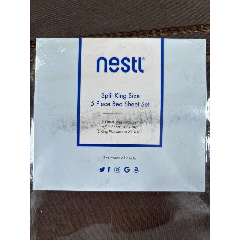 Nestl Split King Sheets Sets for Adjustable Bed - 5 Piece Split King Sheet Set